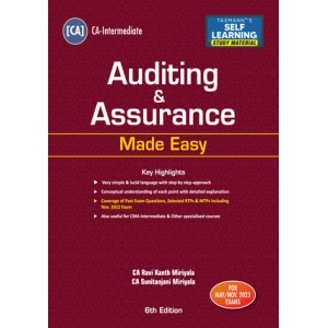 Taxmann's Auditing & Assurance Made Easy for CA Inter May 2023 Exam [New Syllabus] by CA. Ravi Kanth Miriyala, CA. Sunitanjani Mariyala